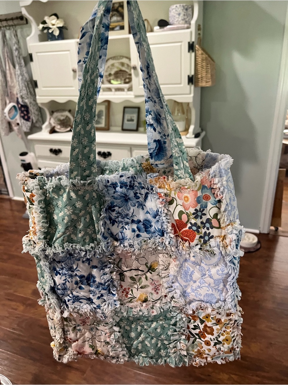 Homemade Patchwork Floral Tote Bag